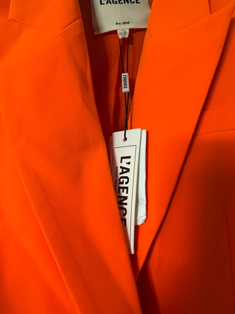 L'AGENCE Vibrant Orange Tailored Single-Breasted Blazer Dress - Picture 2 of 2